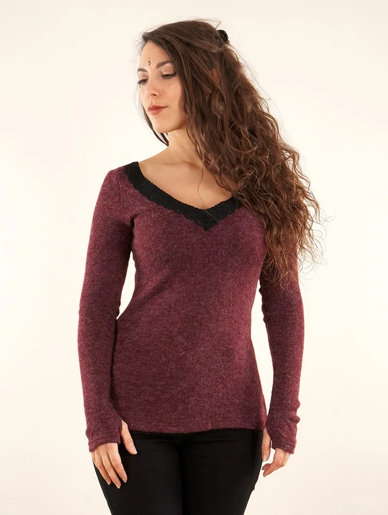 Suéter de cuello de ganchillo reversible 