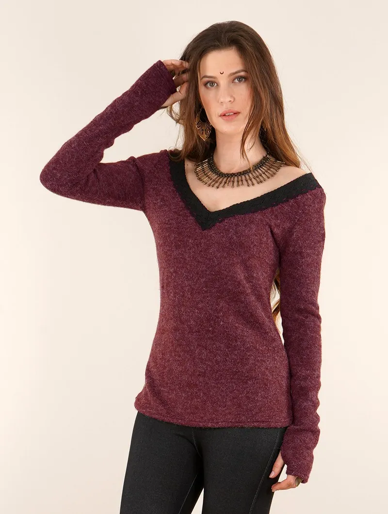 Suéter de cuello de ganchillo reversible 