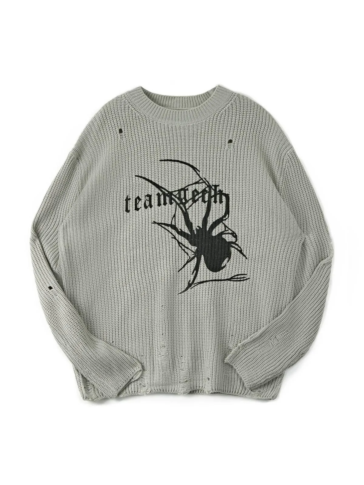 Suéter tipo jersey desgastado con jacquard animal punk
