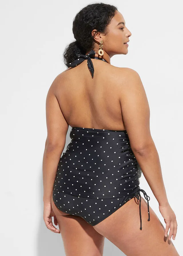 TANKINI PREMAMá (2 PIEZAS) DE POLIAMIDA RECICLADA NEGROBLANCO LANA CON LUNARES