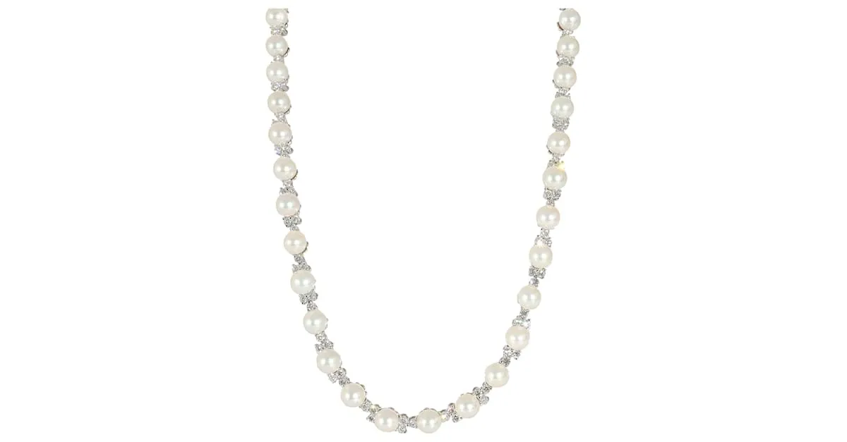 Tiffany & Co TIFFANY Y COMPAÑIA. Collar Aria Trio de perlas y diamantes en platino 4.91 por cierto Plata Metálico 