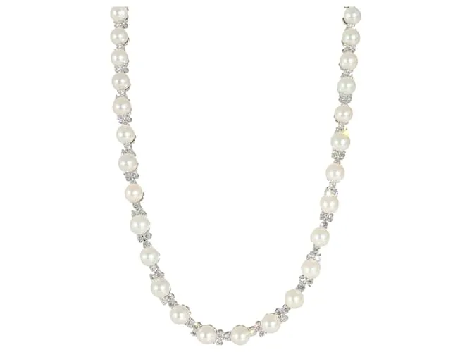 Tiffany & Co TIFFANY Y COMPAÑIA. Collar Aria Trio de perlas y diamantes en platino 4.91 por cierto Plata Metálico 
