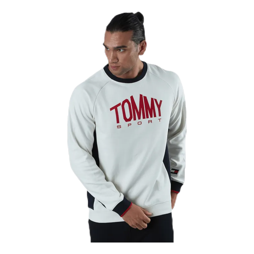 Tommy Hilfiger Sport Blocked Fleece Logo Crew White