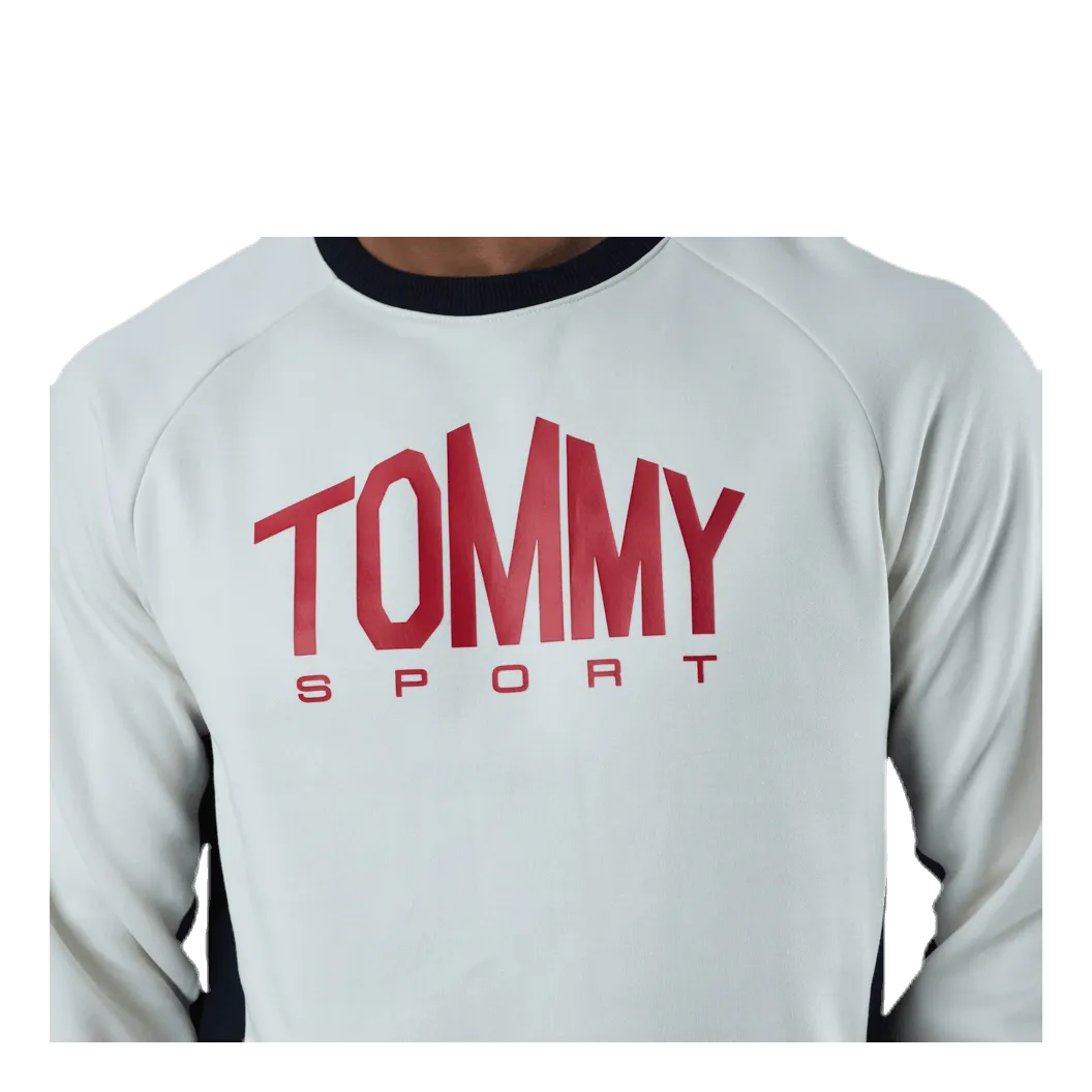 Tommy Hilfiger Sport Blocked Fleece Logo Crew White