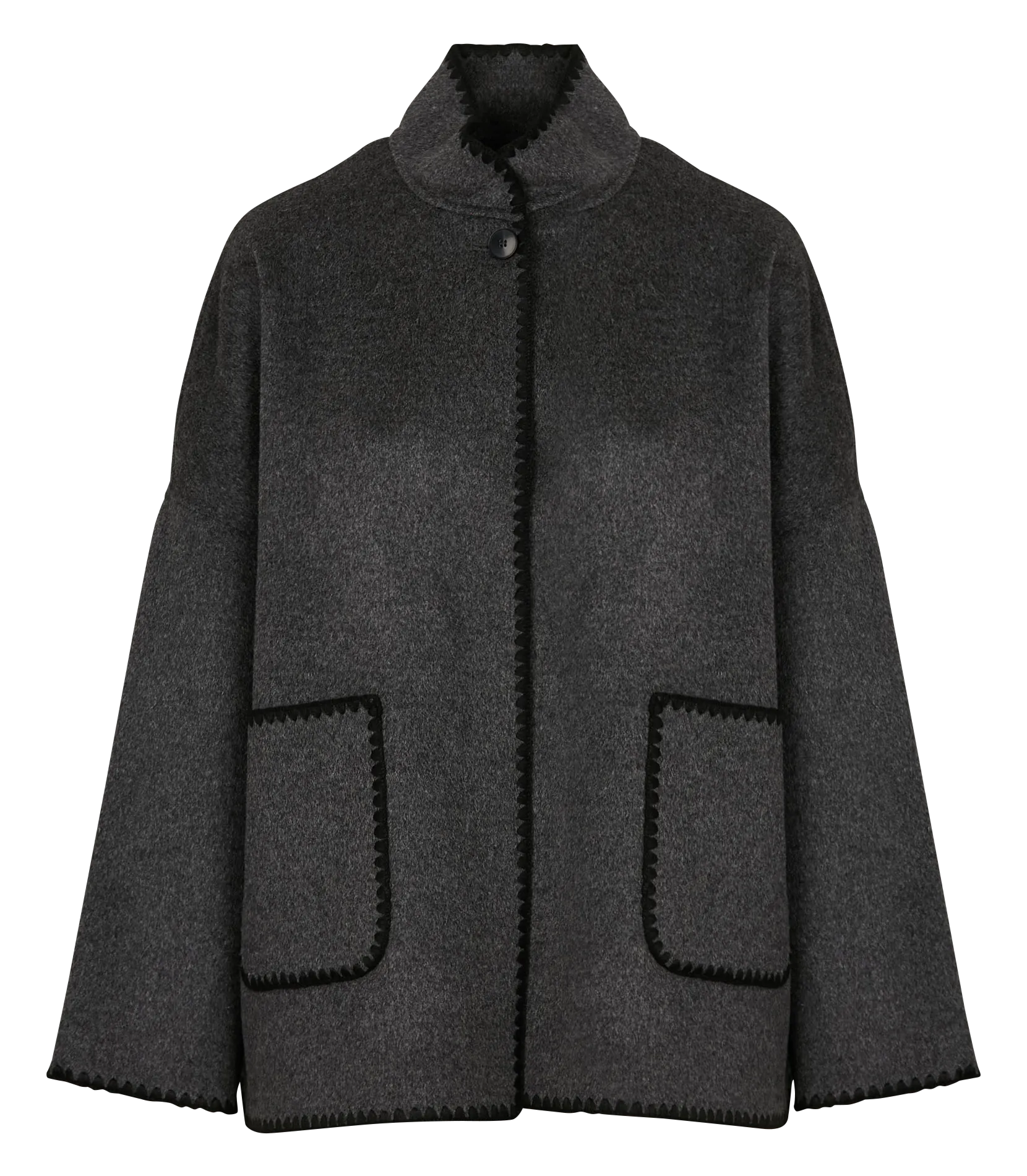 VALENTINE  CHAQUETA DE CUELLO ALTO AMPLIO DE LANA MEZCLADA EN GRIS
