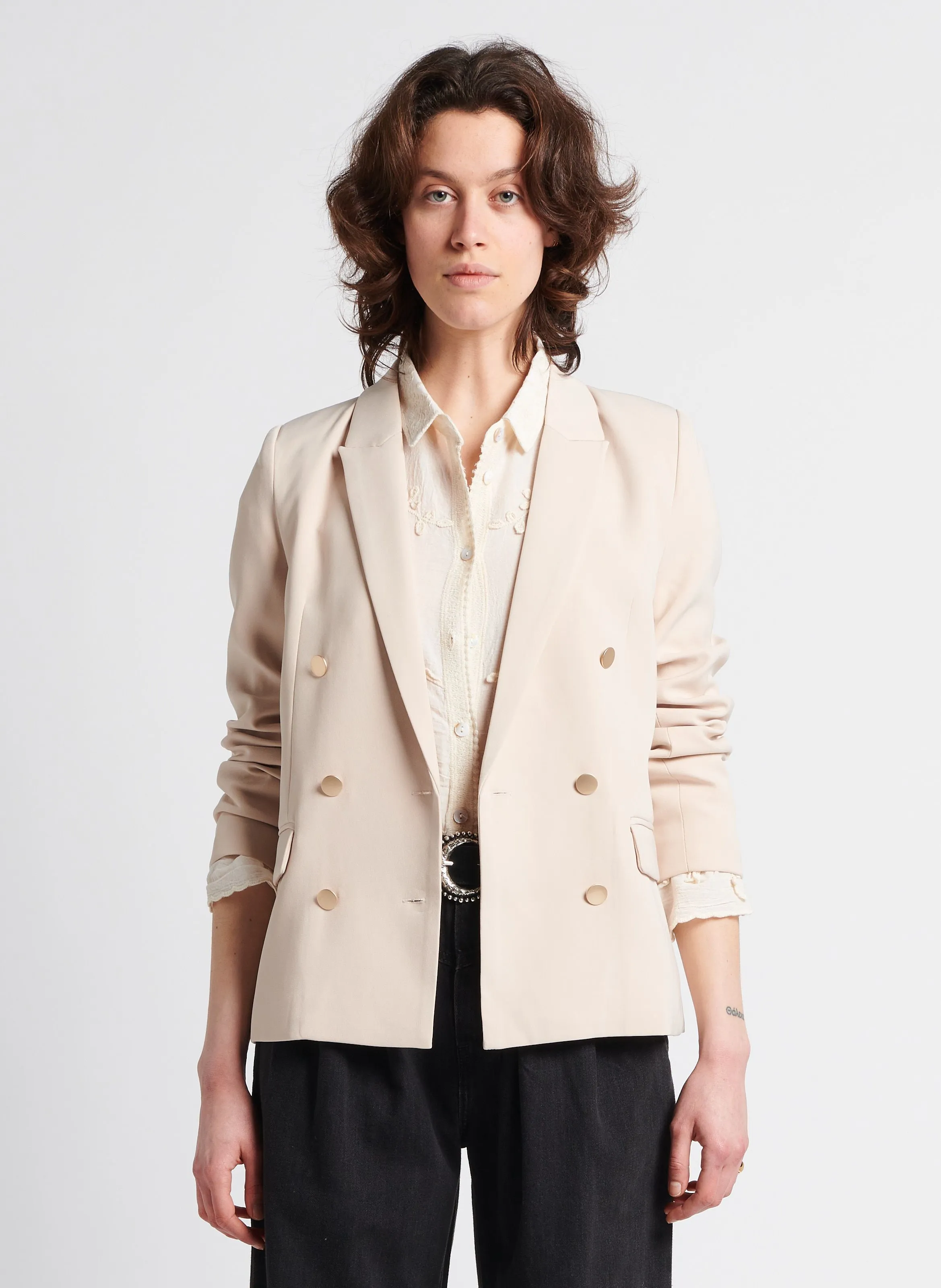 VALERIE  CHAQUETA SASTRE RECTA EN BEIGE