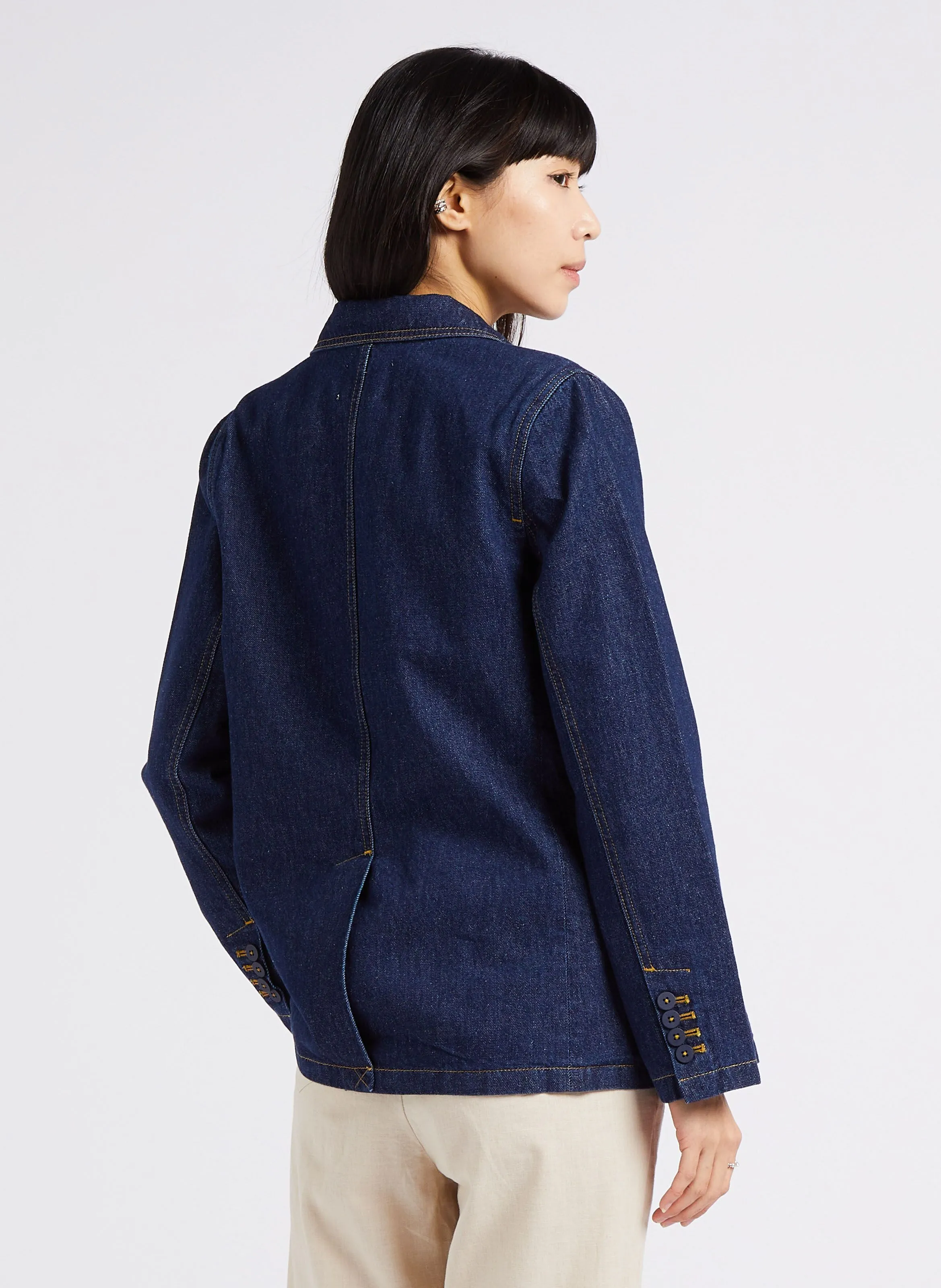 VARGO  CHAQUETA RECTA DE DENIM DE ALGODóN EN AZUL