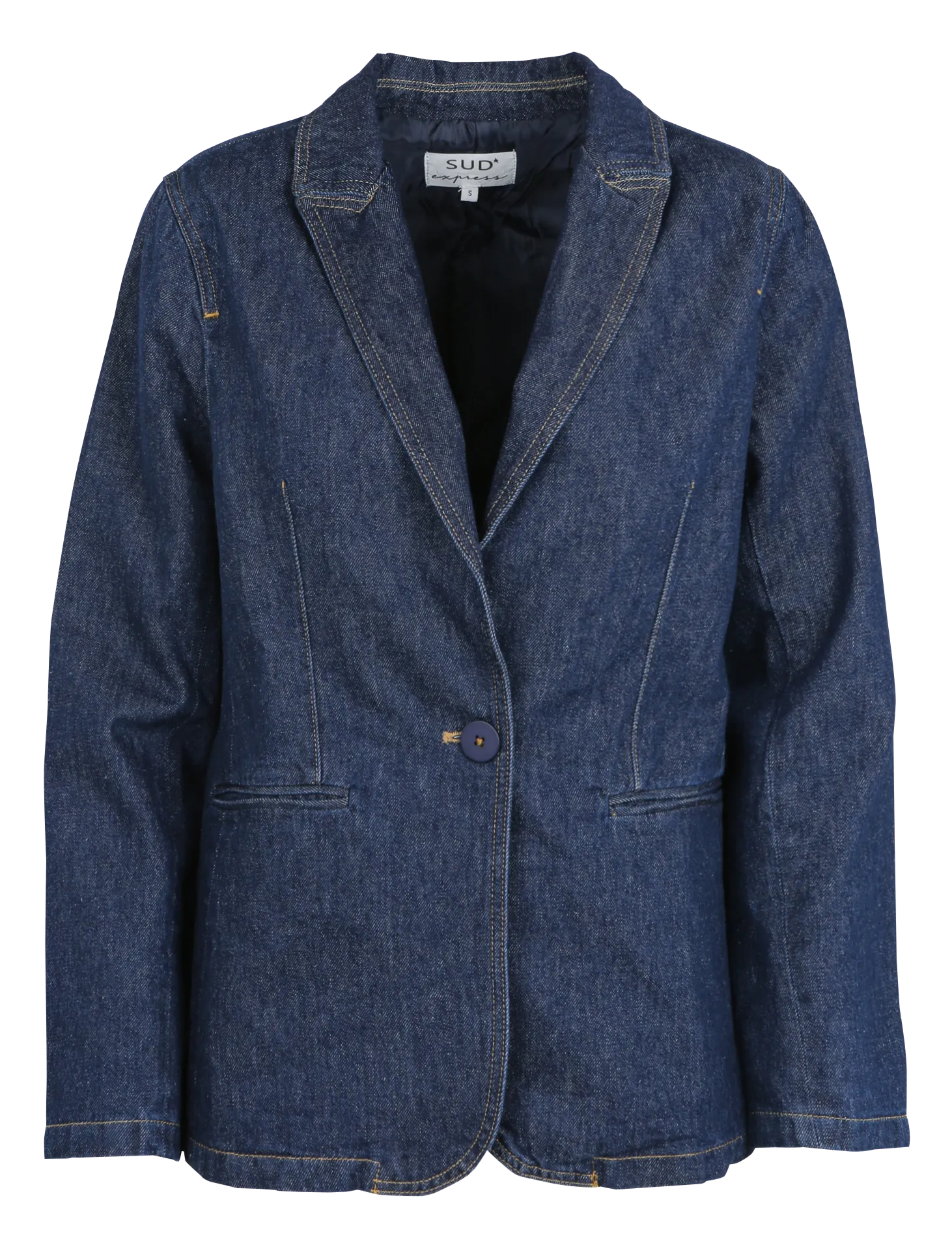 VARGO  CHAQUETA RECTA DE DENIM DE ALGODóN EN AZUL