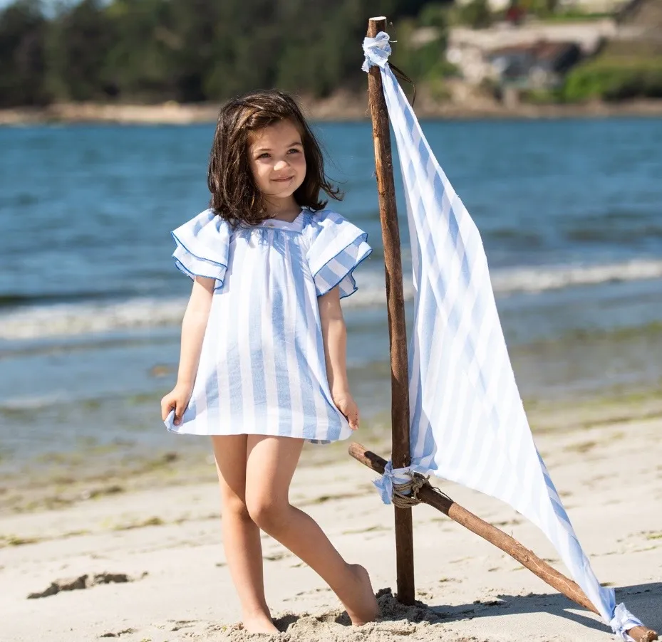 Vestido de rayas blanco y marino colección Puerto de Foque
