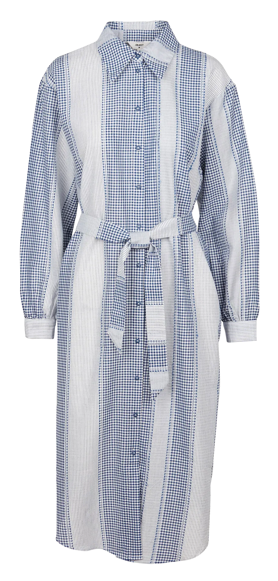 Vestido midi de algodón con cuello clásico en azul