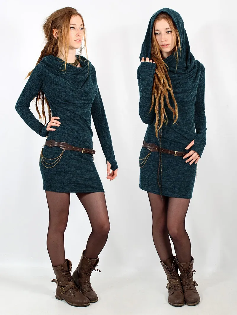 Vestido suéter con cuello drapeado 
