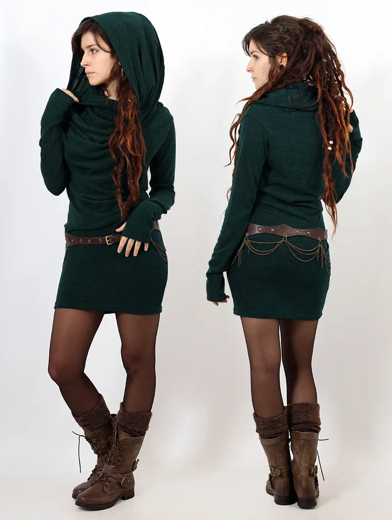 Vestido suéter con cuello drapeado 