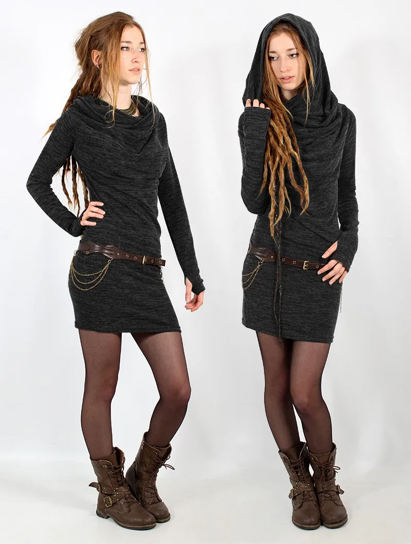 Vestido suéter con cuello drapeado 