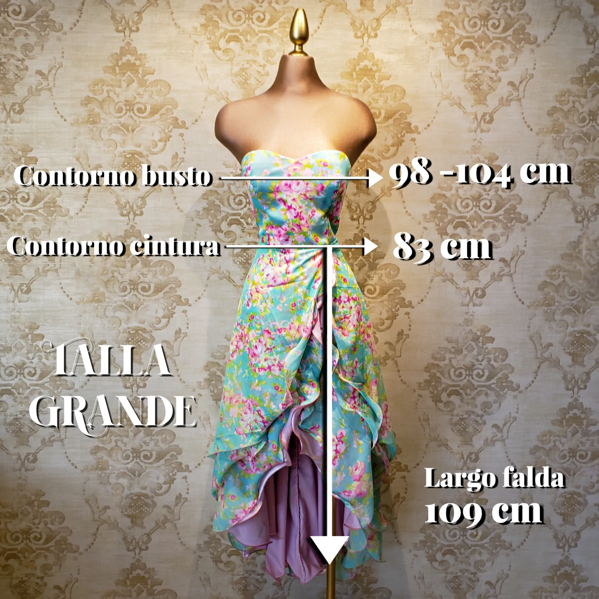 Vestido Verde Menta Largo con Estampado Rosa