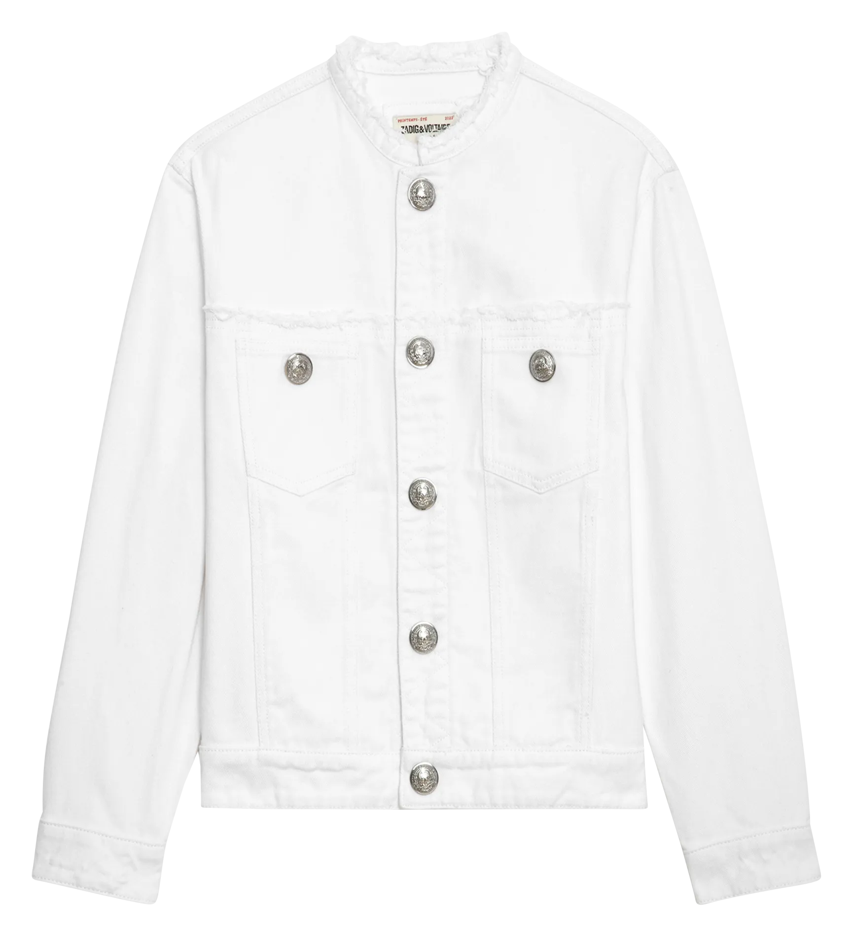 ZADIG&VOLTAIRE KAELY  CHAQUETA BORDADA DE CUELLO REDONDO EN DENIM EN BLANCO