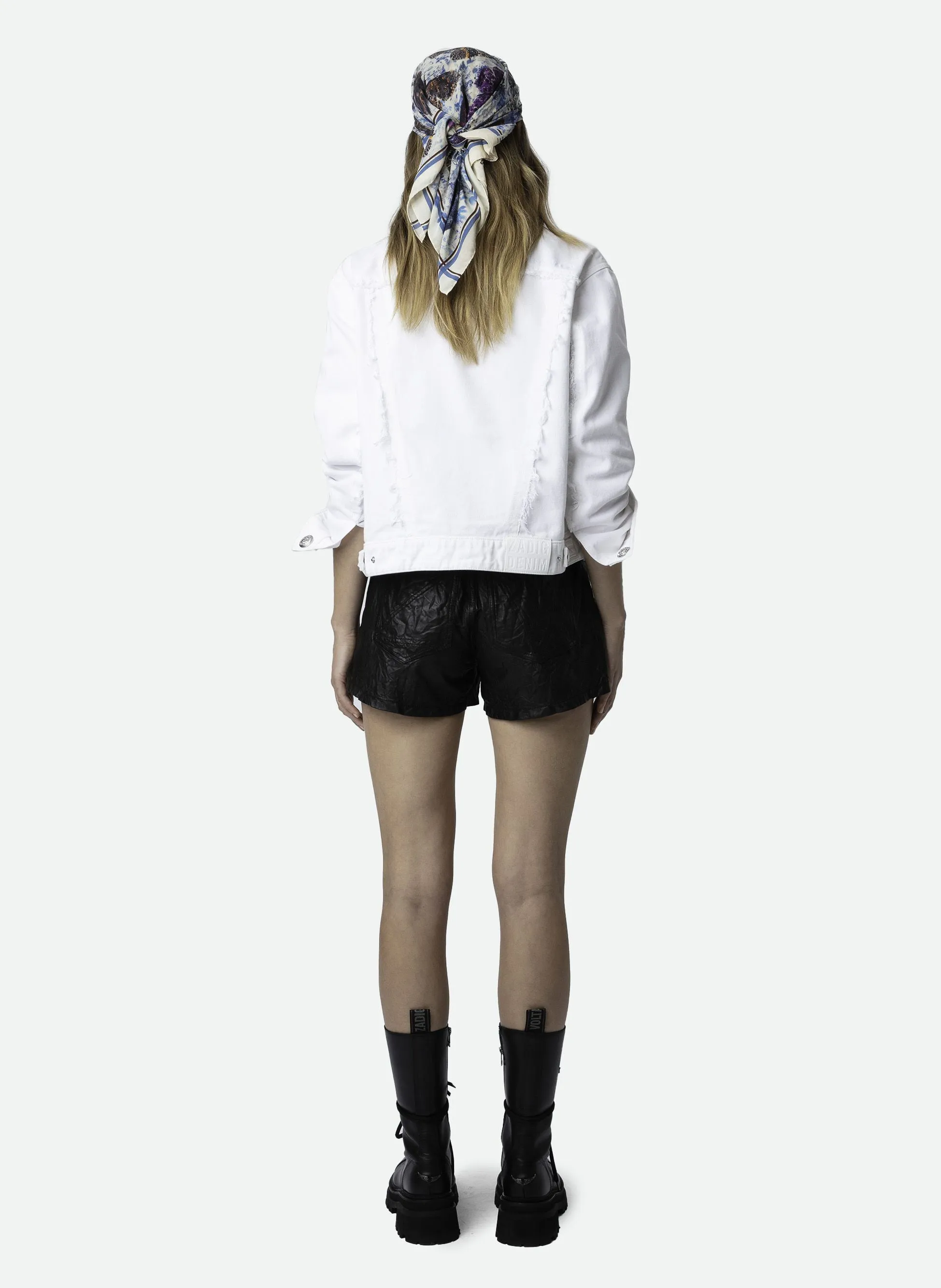 ZADIG&VOLTAIRE KAELY  CHAQUETA BORDADA DE CUELLO REDONDO EN DENIM EN BLANCO
