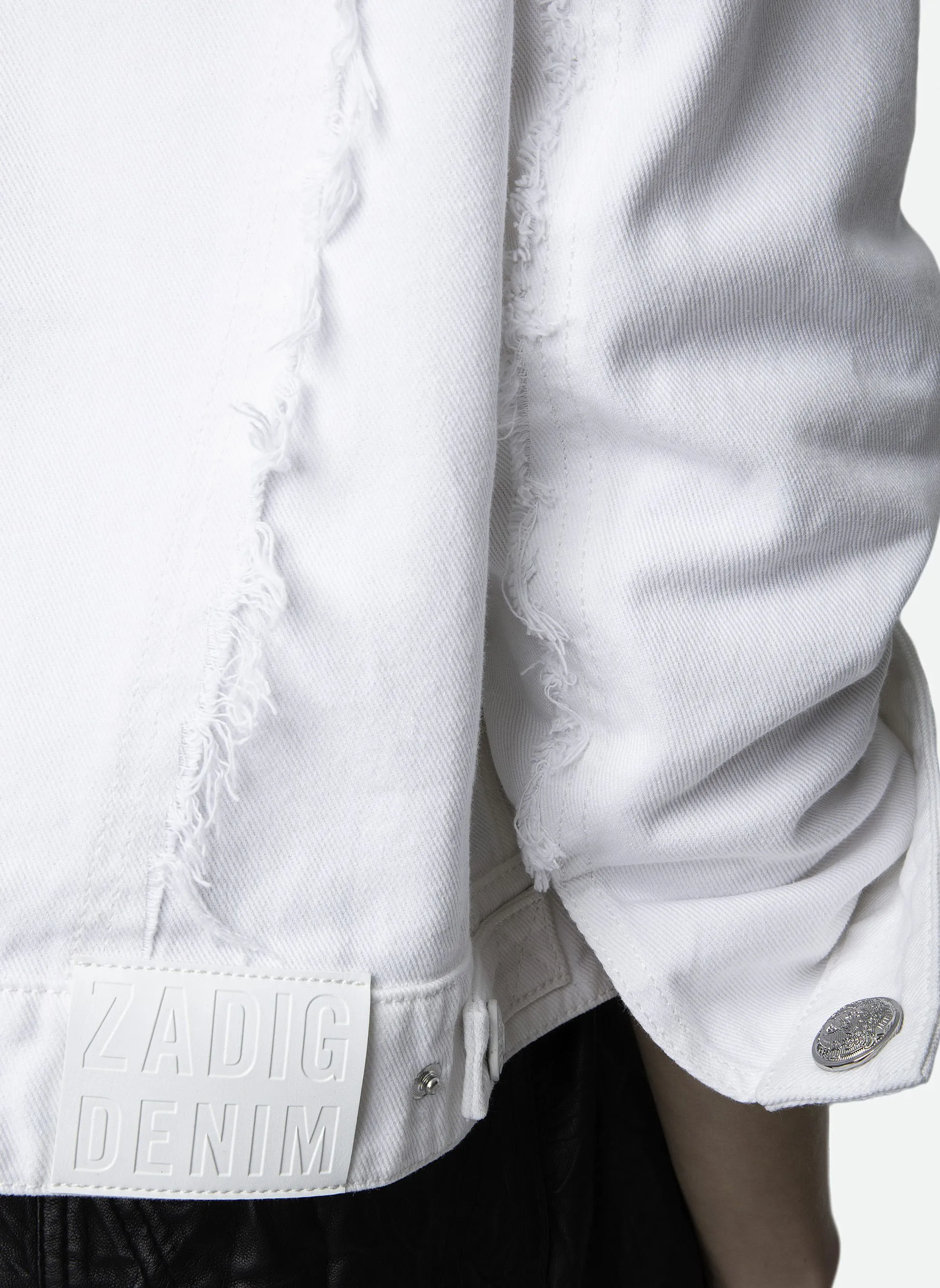 ZADIG&VOLTAIRE KAELY  CHAQUETA BORDADA DE CUELLO REDONDO EN DENIM EN BLANCO