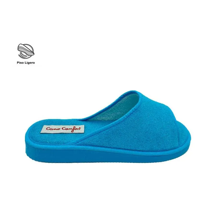 ZAPATILLA CANO CONFORT 212 DE CASA PARA MUJER BARATA Y CÓMODA PANTUFLA PALA RIZO LISA TURQUESA 22058
