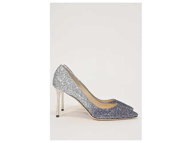 Zapatos de tacón Romy en purpurina plateada Jimmy Choo Plata 