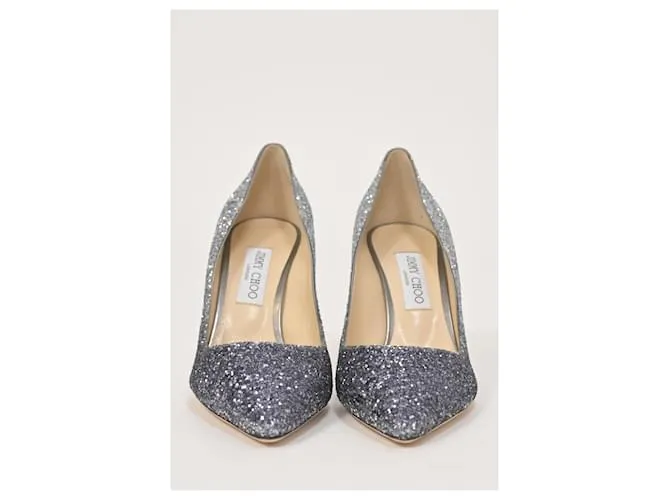 Zapatos de tacón Romy en purpurina plateada Jimmy Choo Plata 