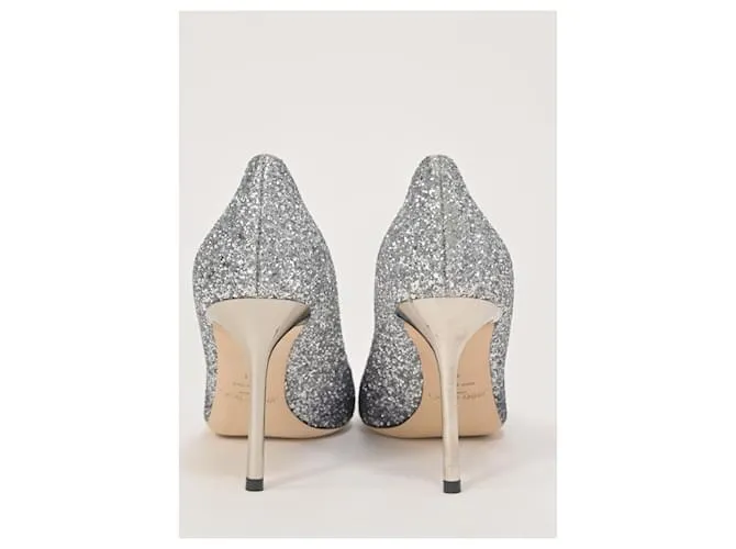 Zapatos de tacón Romy en purpurina plateada Jimmy Choo Plata 