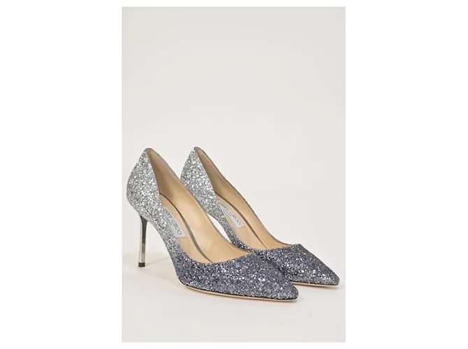Zapatos de tacón Romy en purpurina plateada Jimmy Choo Plata 