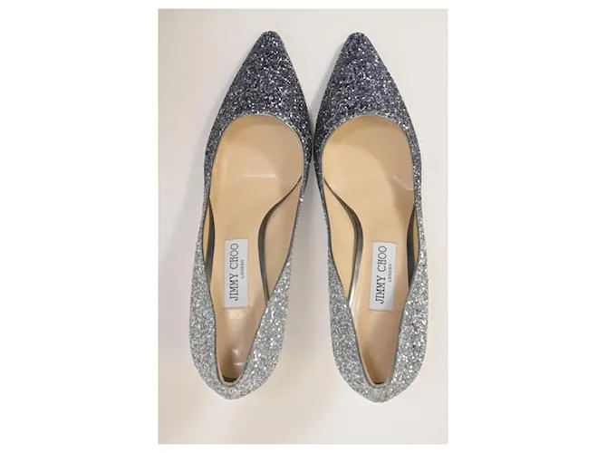 Zapatos de tacón Romy en purpurina plateada Jimmy Choo Plata 