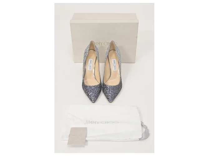 Zapatos de tacón Romy en purpurina plateada Jimmy Choo Plata 