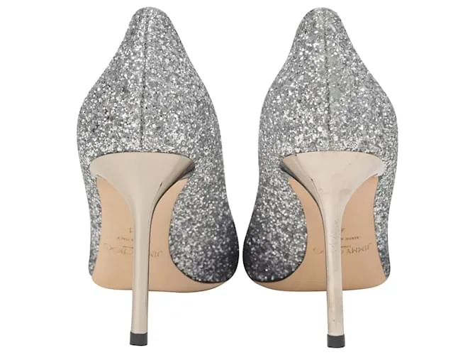 Zapatos de tacón Romy en purpurina plateada Jimmy Choo Plata 