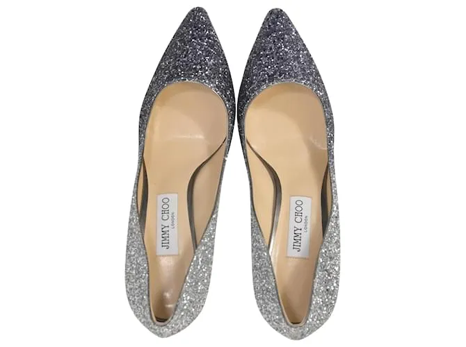 Zapatos de tacón Romy en purpurina plateada Jimmy Choo Plata 