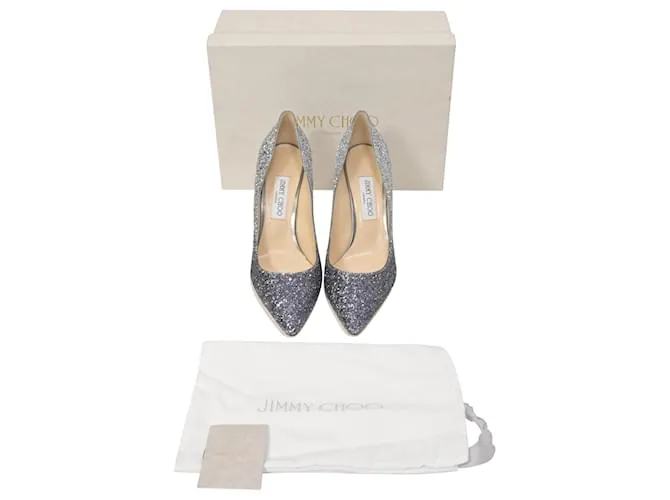 Zapatos de tacón Romy en purpurina plateada Jimmy Choo Plata 
