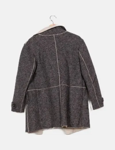 Zara Abrigo lana gris con borreguito