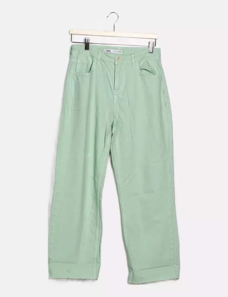 Zara Jeans denim ancho verde