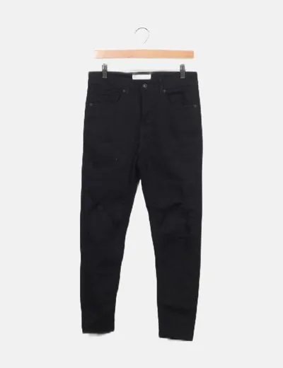 Zara Jeans denim negro ripped