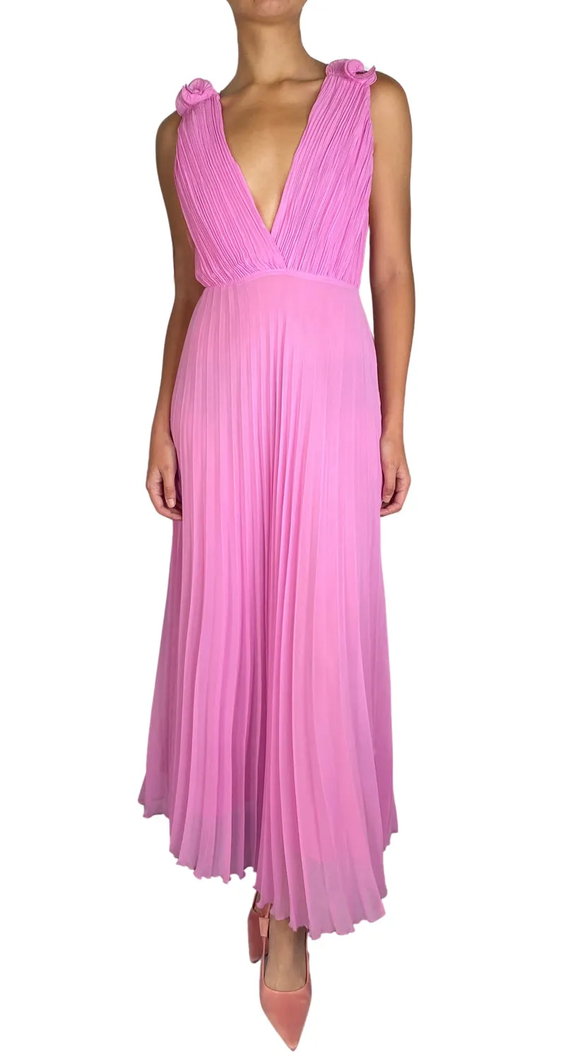 ZARA Vestido Rosa Plisado