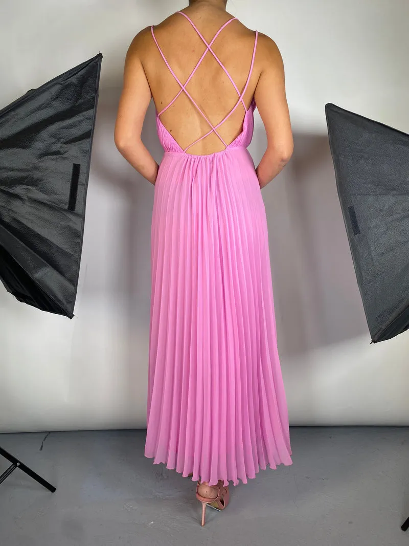 ZARA Vestido Rosa Plisado